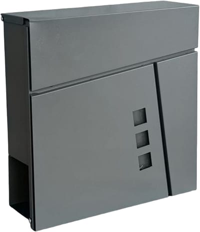 Brievenbus met slot - 37,5x37x10,5 cm - krantenvak - metaal - antraciet