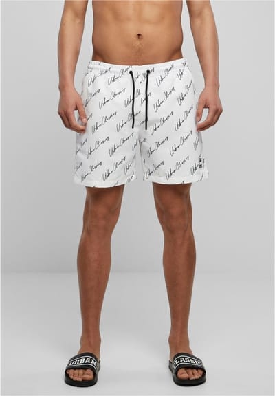 Urban Classics - Pattern whitescriptlogo Zwemshorts - 3XL