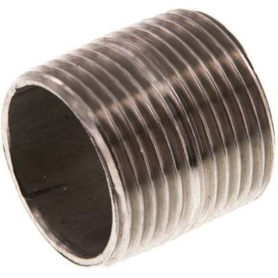 R 1'' RVS Dubbele Pijpnippel 20 Bar DIN 2982 - 30mm