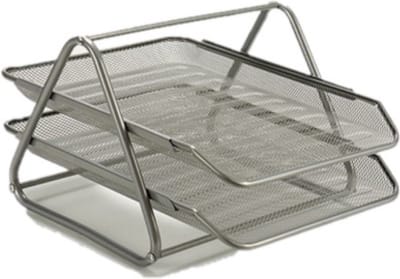 Pincello Brievenbakje/postbakje 2 laags - metaal - grijs - A4 formaat - 30 x 35 x 21 cm