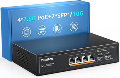 6-poorts 2.5G PoE Switch met 4 PoE Poorten en 2x 10G SFP, 802.3af/at, Wandmontage, 78W, Ongemonteerd