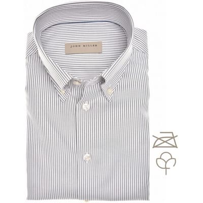 John Miller Overhemd Fine Striped Button-Down Cotton Non-Iron Donker Bruin / male