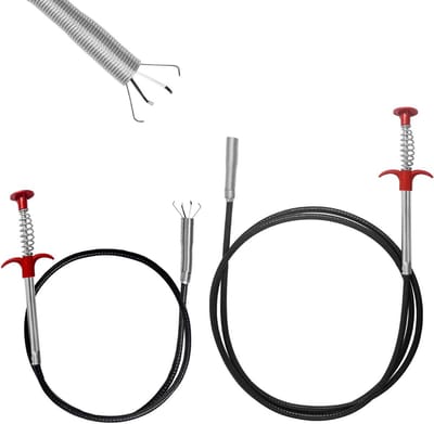 2x Flexibele Afvoerreiniger Tang - 90cm & 200cm - RVS Riool Ontstopper voor Wasmachine en Wastafel