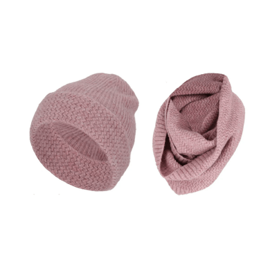 Sarlini - Beanie + Colsjaal meisjes - Lila Melange - Winterset - One Size