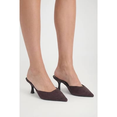 boohoo Dames Faux Suede Mules Met Vierkante Neus | Bruin | Maat: 37