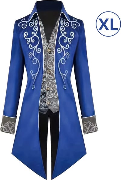 Bovista Halloween Kostuum - Halloween Outfit - Volwassenen - Piraat - Jas - Steampunk - Blauw - Maat XL - Costume - Carnaval