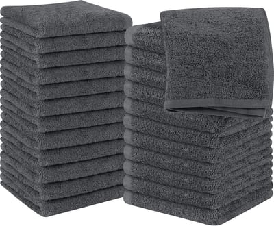 Handdoekset - 24 stuks - 100% katoen - Zeer Absorberend en Zacht Aanvoelende Vingertop - 30 x 30 cm - Grijs