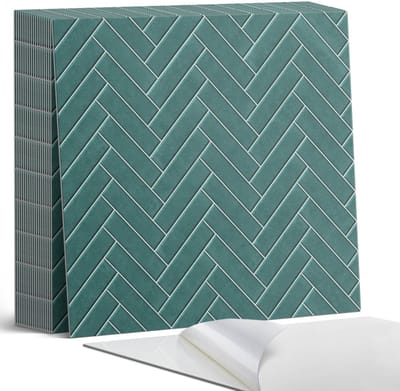 Coloray Plaktegels - Visgraatpatroon Zelfklevende Tegels - 20 cm x 20 cm - Turkoois Plaktegels - 20 stuks - Vierkant PVC Tegels - Plaktegels Badkamer - Plaktegels Vloer - Vinyl Tegels - Wandtegel Zelfklevend