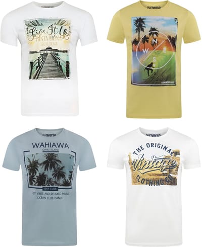 riverso Heren T-Shirt RIVLukas 4 Pack regular fit Veelkleurig S Ronde Hals Volwassenen - gemaakt van 100% katoen