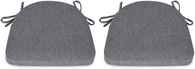 Set van 2 zitkussens, stoel, wasbaar, met band, 43 x 41 cm, antislip, halfrond, geschikt voor tuinstoel, eetkamerstoel of bureaustoel (antraciet)