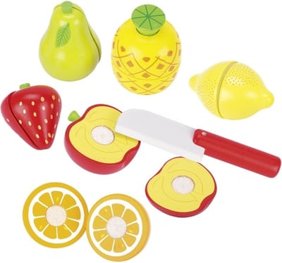 GOKI Speelgoedkeuken - Snijset Fruit - 13 Delen - Hout Met Velcro - 3 Jaar