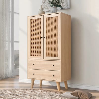 Dressoir Kasten - Dressoir Hout - Hoog - Opbergkast - 60 × 40 × 120 cm - 2 Laden - 2 Deuren