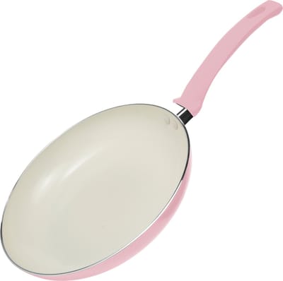 COOCK Koekenpan Inductie - 1500ml - Speciale Anti-Aanbak Coating - Koekenpannen met Ergonomische Koudgrepen - Gerecycled Aluminium - Roze/Wit - Inclusief E-book