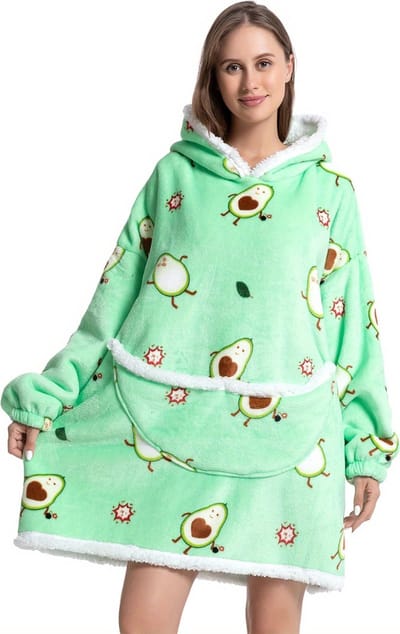 Livano Hoodie Deken Met Mouwen - Plaid - Knuffeldeken - Onesie - Fleece Blanket - Dames - Heren - Kinderen - Extra Zacht & Warm - Avocado
