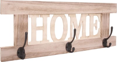 Wandkapstok MCW-C60 Home, kapstok, kapstokpaneel, shabby-look vintage 55x21cm ~ natuurlijk bruin
