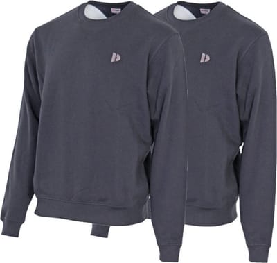 2-Pack Donnay - Fleece sweater ronde hals (Dean) - Sporttrui - Heren - Navy (010) - maat S