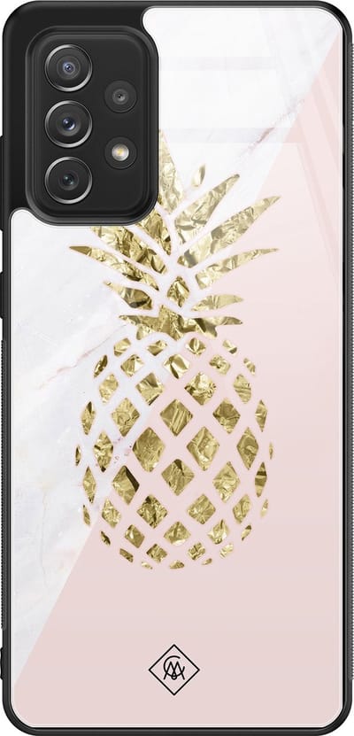 Casimoda® hoesje - Geschikt voor Samsung Galaxy A52 5G - Ananas - Luxe Hard Case Zwart - Backcover telefoonhoesje - Roze