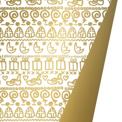 Inpakpapier Sinterklaas Dubbelzijdig Goud- Breedte 50 cm - 125m lang