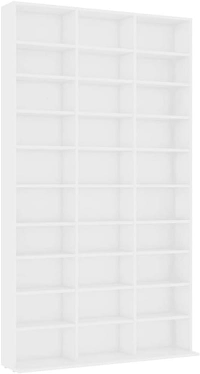 Staand CD-rek met 30 vakken voor muziek en accessoires - Wit - 102x16x177,5 cm