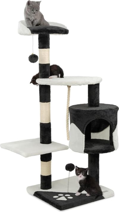Thuys – Krabpaal Voor Zware Katten – Voor Grote Katten – 67 x 55 x 112cm – Zwart/Wit