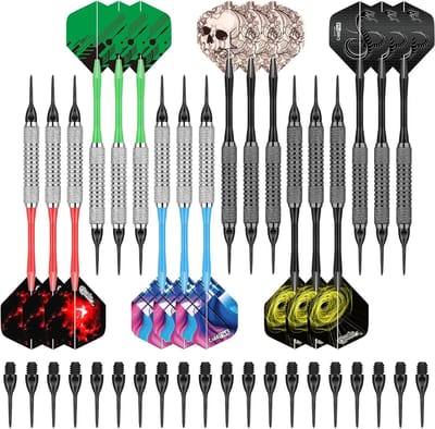 SnelShoppen - 18-delige Soft Tip Darts Set voor Elektronisch Dartbord - Duurzame Darts met Verschillende Stijlen - Perfect Cadeau voor Feest, Kerst en