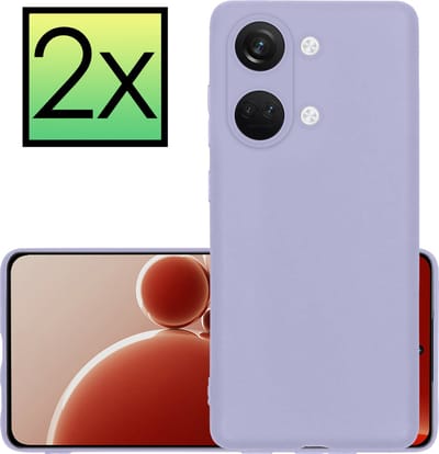 Hoesje - 2 Stuks - Geschikt voor OnePlus Nord 3 - Sterk & Shockproof - Case Siliconen - Back Cover - Telefoon Hoes - Lila