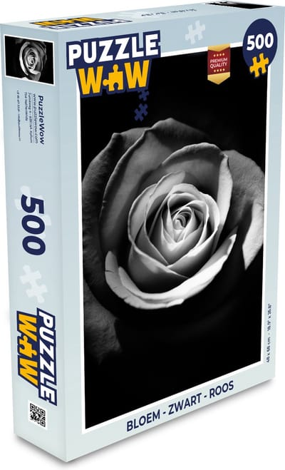 Puzzel Bloemen - Zwart - Roos - Wit - Botanisch - Legpuzzel - Puzzel 500 stukjes