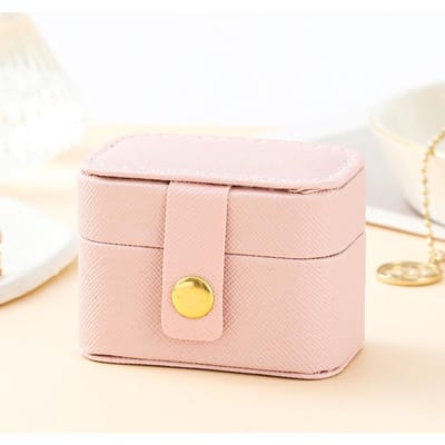 Mini sac de rangement portable pour bijoux, petit sac de voyage simple en cuir pour bagues, colliers, boucles d'oreilles, boîte de rangement, organisateur, boîte cadeau rose