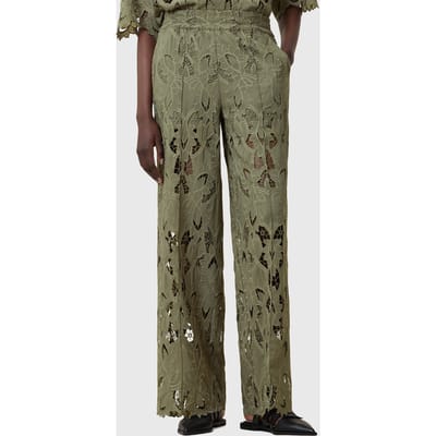 AllSaints Charli Emb Trouser Mermaid Green Taglia: 2 | Pantaloni Outlet | Donna | Verde
