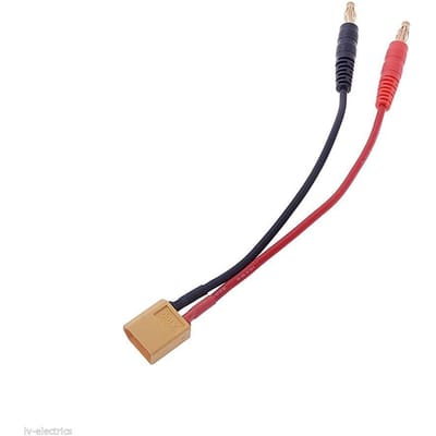 XT60 Laadkabel 30cm | 14AWG Siliconen Draad | XT60 Vrouwelijk naar 4mm Banaanstekker | Compatibel met Batterij Tablet, WLtoys 144001, IMAX B6
