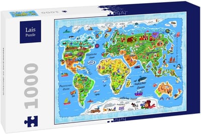 Wereldkaart Puzzel - Educatieve Legpuzzel - Ontspannen Tijdverdrijf - 1000 Stukjes - 68x48cm