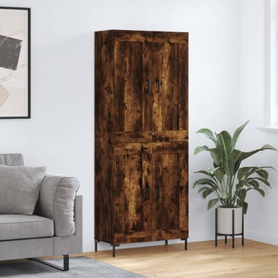 vidaXL - Hoge - kast - 69,5x34x180 - cm - bewerkt - hout - gerookt - eikenkleurig