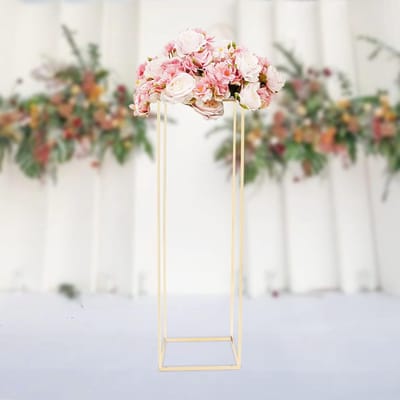Moderne Bloemstandaard van Metaal voor Bruiloft en Decoratie - Gouden Plantenkolom, Bloemhouder en Tafeldecoratie 29 x 29 x 100 cm