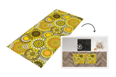 Keukenloper - Loper keuken - Zonnebloem - Patronen - Geel - 120x50 cm - Keukenloper vinyl