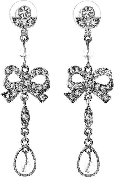 Behave Oorbellen hangers strikje zilver kleur