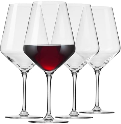 KROSNO | Kristallen rode wijnglazen | Set van 4 stuks - 650 ml | Loodvrij Kristalglas | Avant-Garde collectie, ideaal voor thuis, restaurant en recepties, vaatwasmachinebestendig