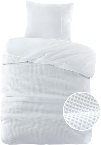 Papillon Dekbedovertrek Mendoza Wafel Wit - 140x200/220 cm - Hoogwaardige Percale Katoen Super Zacht