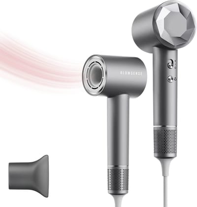 BlowSense® SilkDry - Föhn met Concentrator - Premium Haardroger - Haardroger met Ionentechnologie - Concentrator - Luxe Cadeauverpakking - Platina Grijs - 2026 Model