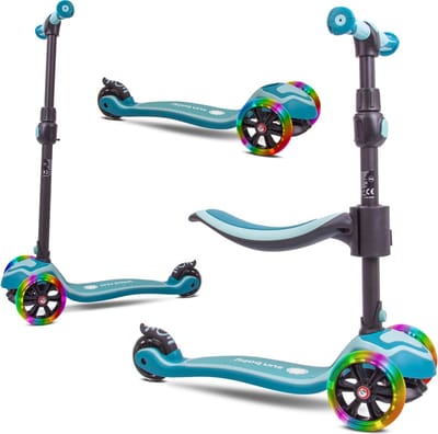 Sun Baby Scooter voor kinderen met Lichtgevende Wielen van 3 jaar, Kinderstep, Driewieler, Verstelbare Hoogtes, Children's Scooter (Turkoois)