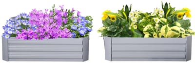 Plantenbak Set van 2 - Tuinbed - Bloempotten - Bloembak - Plantenbed - Kweekbak - Moestuinbak - voor Buiten, Terras, Tuin & Balkon - voor Groenten, Bloemen & Kruiden - (2 x) 100 x 100 x 30 cm - Grijs
