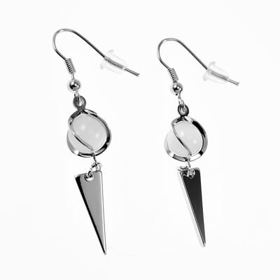 Lange Oorbellen Dames - Wit Gold Plating - Oorhangers met Bungelende Wite Steen