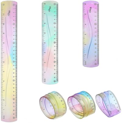 Set van 3 Flexibele, Onbreekbare Linialen (30/20/15 cm) - Leerliniaal Kunststof met Metrieke en Inch Schaal
