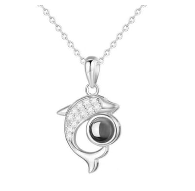 Zilveren Diamanten Dolfijn 100 Talen Ik Hou Van Je Ketting - Zilver Ketting - I Love You Ketting - Cadeau TIP - LIMITED EDITION