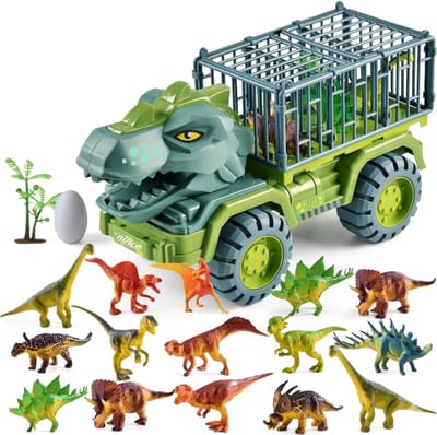 Nince Dinosaurus Transport Truck - Speelgoed Auto met 16 Dino's - Dino - Auto Speelgoed - Jongens Speelgoed - Meisjes Speelgoed - Speelgoed 3 Jaar - Speelgoed 4 Jaar - Speelgoed 5 Jaar - Kinderspeelgoed - Dinosaurus - Speelgoed Autos Jongens
