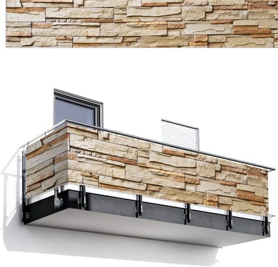 Balkonscherm 500x85 cm - Balkonposter Stenen - Beige - Bruin - Licht - Balkon scherm decoratie - Balkonschermen - Balkondoek zonnescherm
