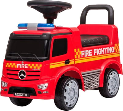 Bandits & Angels Loopauto Mercedes Benz Brandweer Truck Rood vanaf 1 jaar voor Jongens - Rode Brandweerwagen voor Kinderen - Brandweerauto met Claxon