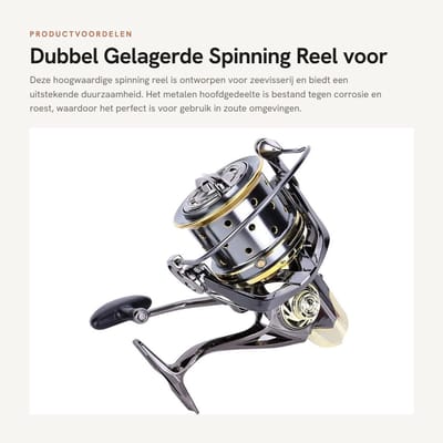 Dailygoods- Zeevisserijspoel Dubbelgelagerd - Metalen Diepe Spoel - Anti-roest - Waterdicht - Stevige Constructie - Geschikt voor Zeevisserij - Visserijreel