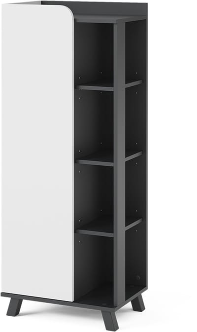 Vicco Karen Midikast – 50 x 128 cm met deur en open vakken Antraciet/wit