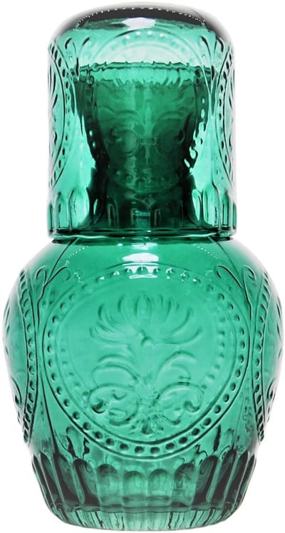 Dailygoods- Waterkaraf Retro - Waterkan Glas - Glazen Set - Nachtkastje - 1L Inhoud - Hoogwaardig Dik Glas - Kan