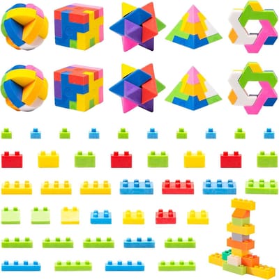 10x Puzzelgummetjes in Kubusvorm - 3D Gummen als Feestcadeau of Traktatie
